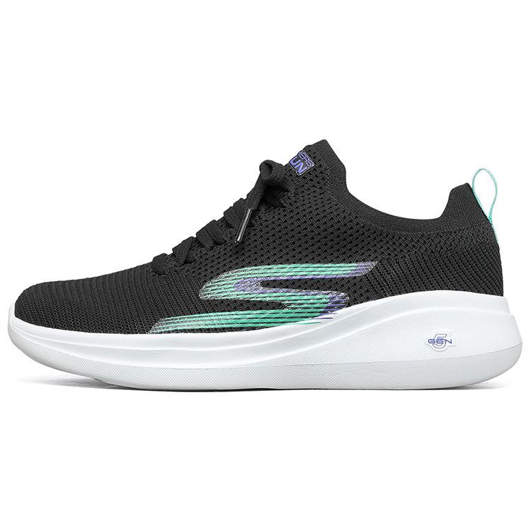 Skechers Go Run Fast Нескользящие Амортизирующие Ткань Синтетическая Кожа Прочные Низкие Беговые Кроссовки Женские кроссовки Черный Зеленый 128186-BKAQ 35.5