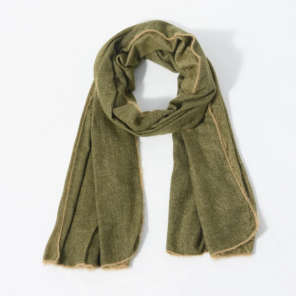 Men Solid Color Patchwork Fleece Scarf Versatile Warm Autumn And Winter Scarf For Men Pashmina