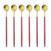 6ks Barevné příbory s dlouhou rukojetí Matné nerezové Lžíce Leštěné Míchání Nápoj Zmrzlina Dezert Čajová lžička Sada nádobí