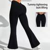 High Waist Deep V Flare Yoga Pants with Tummy Control and High Elasticity for Women