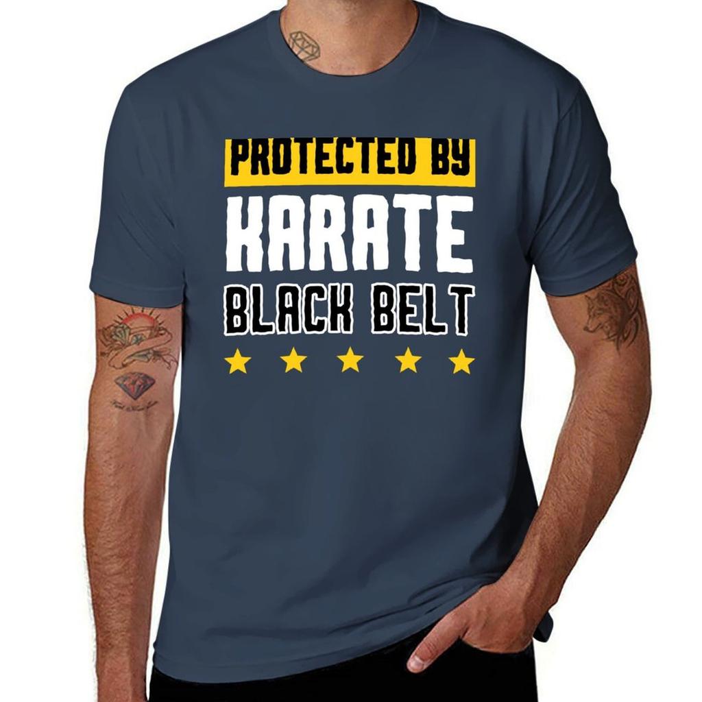 Protected by Karate Black Belt T-Shirt T Shirt Man Cotton Man T Shirt Summer Man T Shirts for Men T-Shirt