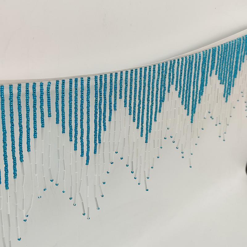 45cm Verschlüsselt Manuell Nagel Perlen Quaste Spitze Mehrfarbig Anhänger Perlenbesatz Fransen DIY Bühnenkleidung Heimvorhang Dekorativ