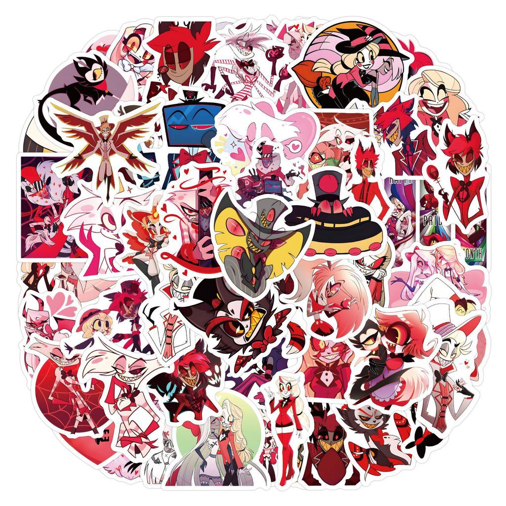 60-Piece Hazbin Hotel & Helluva Boss Cartoon Graffiti Waterproof Stickers for DIY, Phone, and Computer