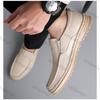 Fashion Men's Leather Shoes 2025 Spring Soft Sole Non Slip Low Help Casual Shoes Fashion Sewing Lightweight Comfortable Outdoor Flats