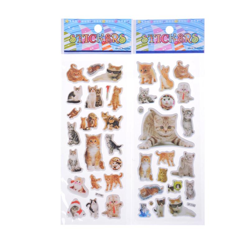 3 Sheets Kawaii Cats Animal Scrapbooking Bubble Puffy Stickers Reward Kids ToyMC