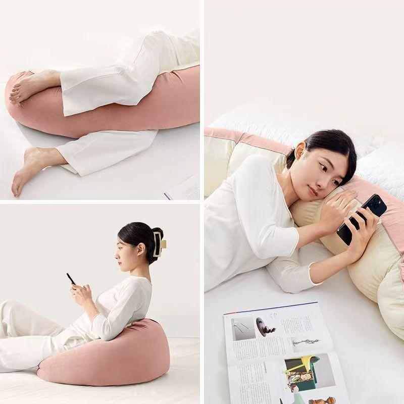 Multi-Functional Pea Bolster Pillow for Girls and Pregnant Women, Full-Body Support for Side Sleeping and Leg Clamping
