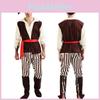 Unisex Beige Striped Skeleton Pirate Outfit For Halloween And Masquerade Events