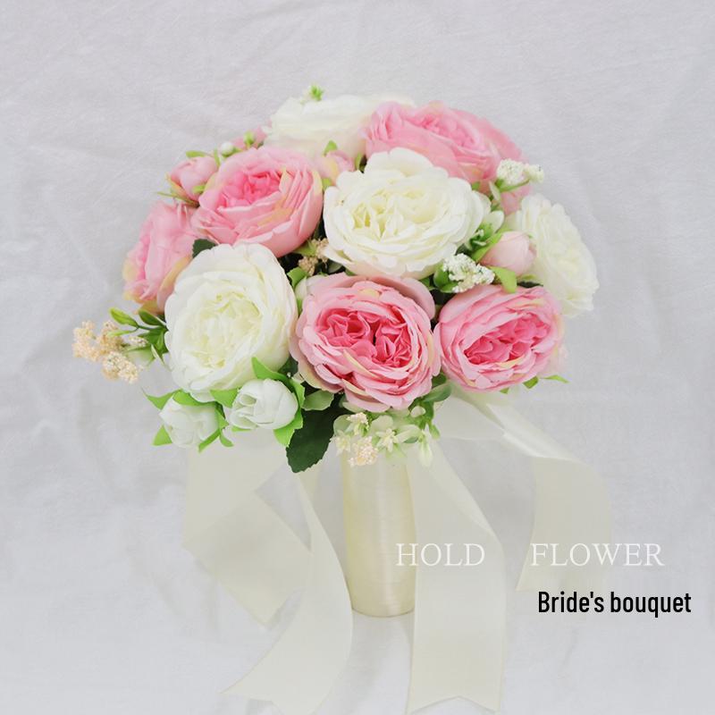 Korean Style Bridal Bouquet for Weddings - Artificial Flower Ball for Bridesmaids & Photo Props