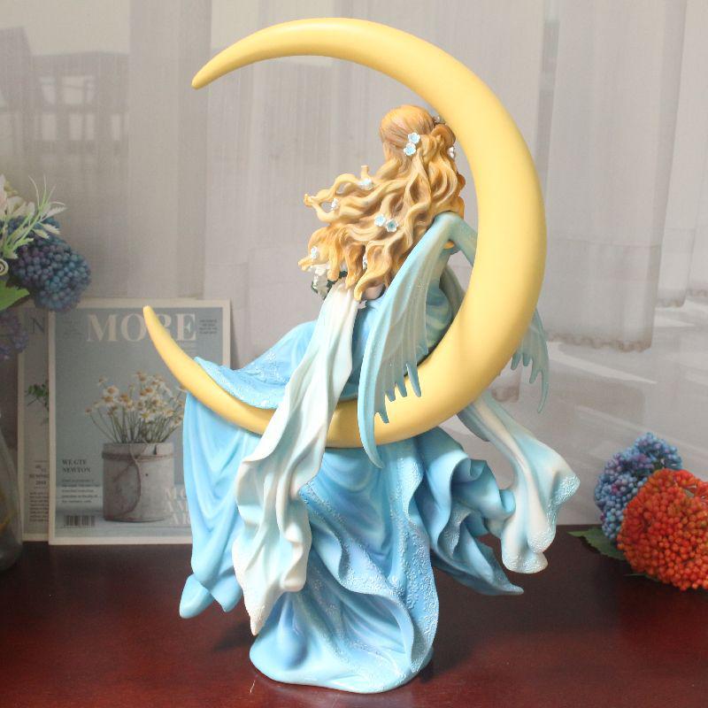 European-Style Hand-Painted Moon Fairy Girl Resin Figure for Desktop Decoration and Collection