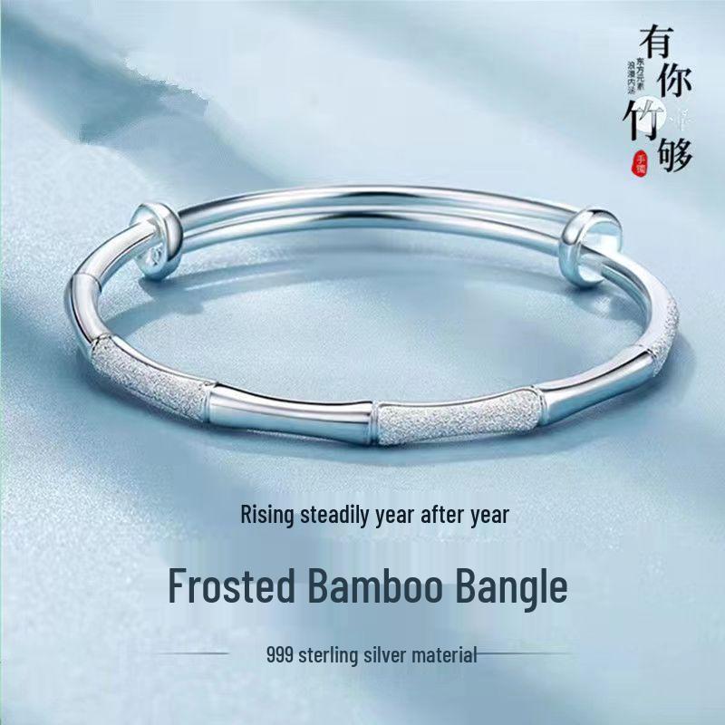 

Серебряный браслет-бамбук для женщин: Ювелирные украшения в древнем стиле, ручной работы, подарок на день рождения для девочек