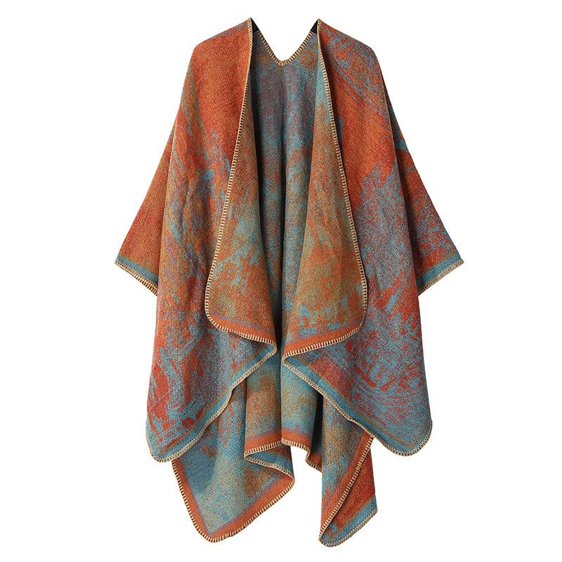 2025 Jiangnan Water Town Ethnic-Style Women’s Imitation Cashmere Cloak: Luxury High-End Thickened Shawl Outerwear