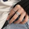 3PCS Fashion Luxury Zircon Rings for Women Men Simple Elegant Adjustable Opening Wedding Ring Set Party Jewelry Gifts