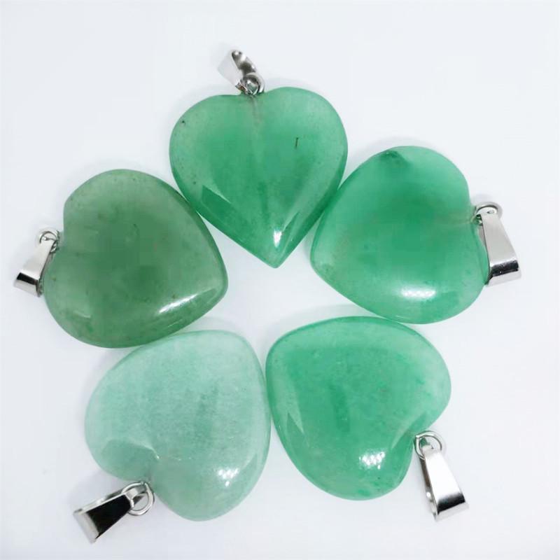 Heart-Shaped Natural Agate Pendant Necklace - 20mm Crystal Stone