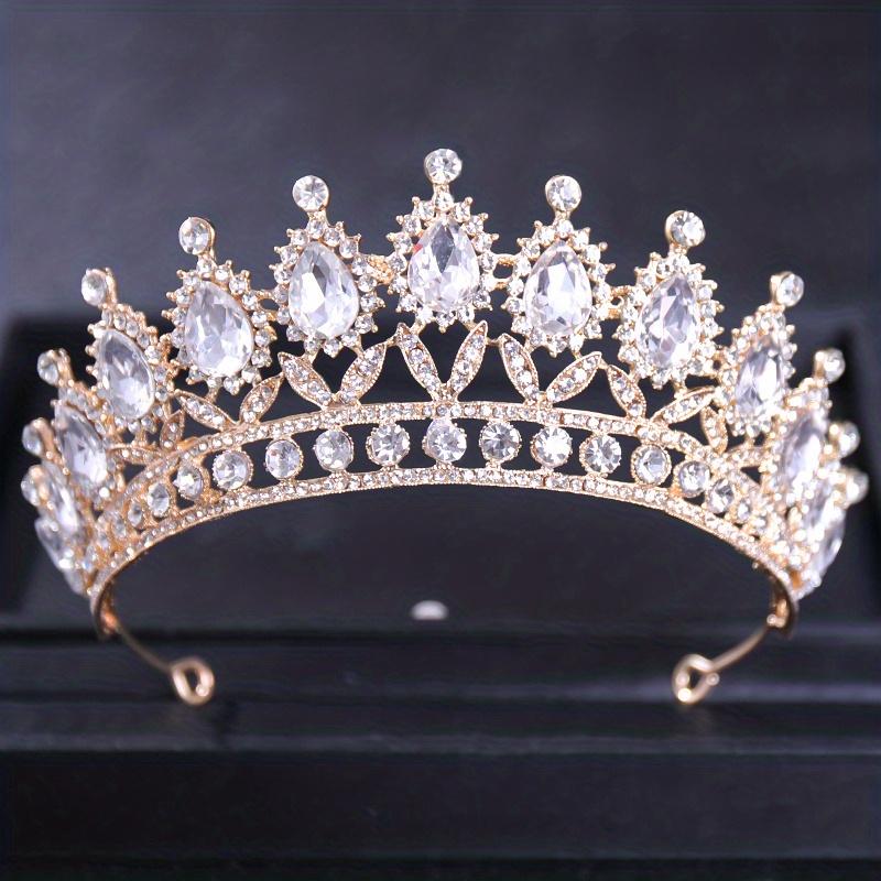 Corona Nuziale Accessori per Capelli Matrimonio d'Oro Strass di Cristallo Tiara e Corone da Sposa Accessorio per Capelli Diadema Ornamento per Capelli