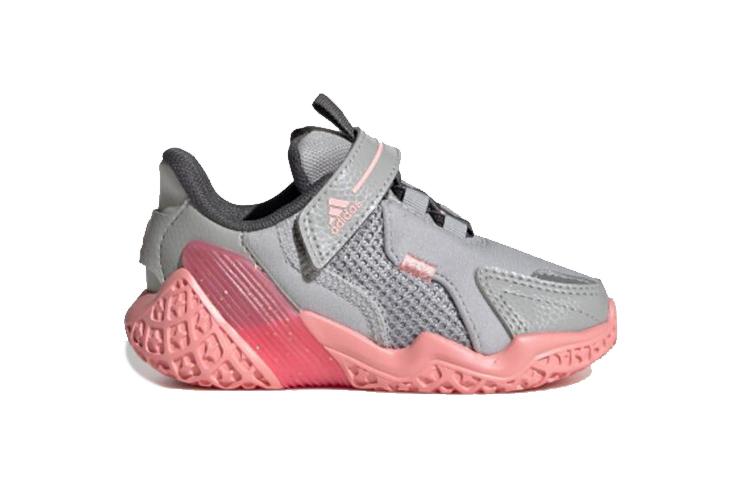 adidas 4Uture Rnr El I Slip Resistant Cushioning Abrasion Resistant Low Top Toddler Shoes Gray Pink Infant And Toddler FV2787