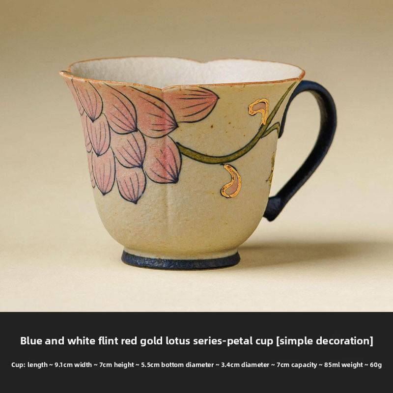 

High-End Cerc Lotus Flower Coffee Cup Fine Chinese Sle ternoon Tea Cup Latte Cup Tea Drinking Cup Hand-Painted Decor 200ml