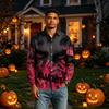 Men's Long Sleeve Button Down Shirt with Halloween Print for Costume Party