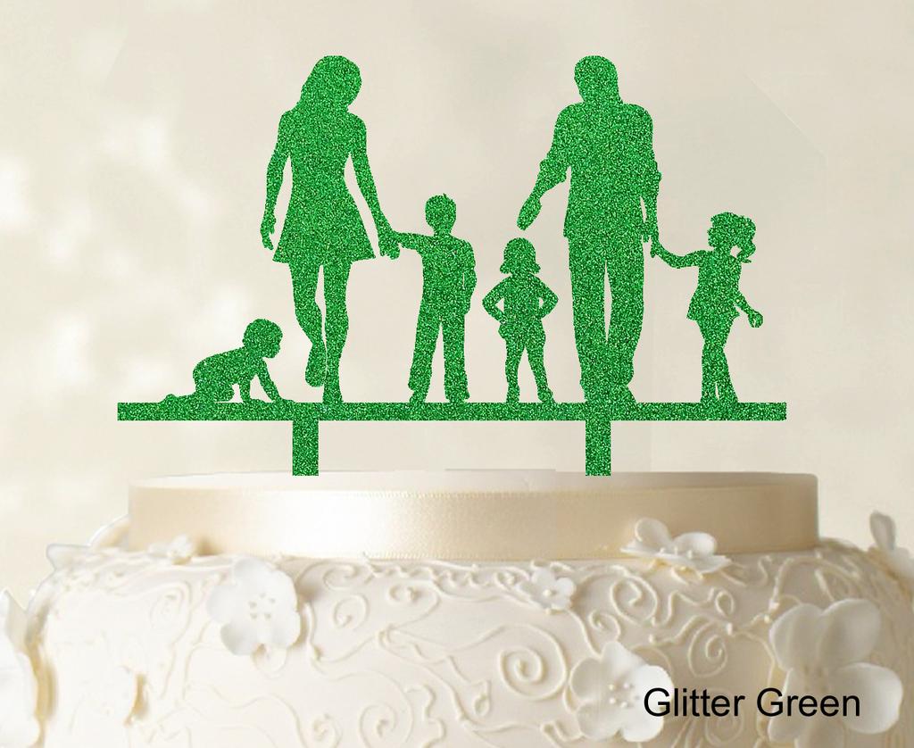 Personlig familiekaketopper Egendefinert silhuett Bryllupskake Topper Kakedekorasjoner Tilgjengelig 6"-7" tommer