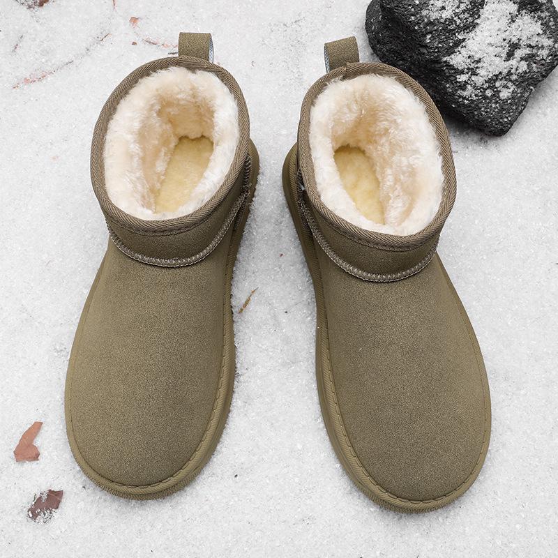 Severovýchodní pánské zimní sněhule: Sametem podšité, Hrubé Teplé Kůže a Kožešiny, Boty do chladného počasí