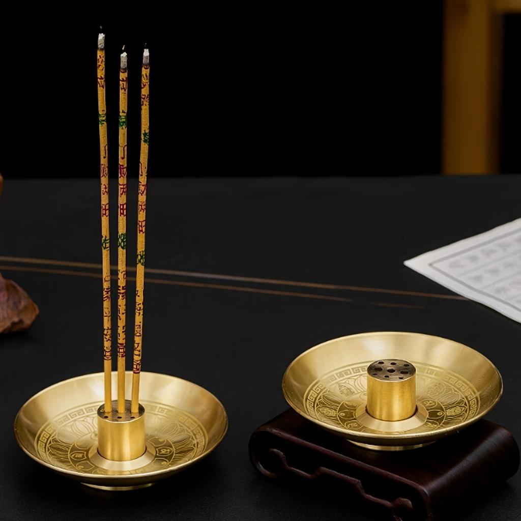 1pc Nine-Hole Incense Holder Base, Household Offering Brass Incense Candle Plate