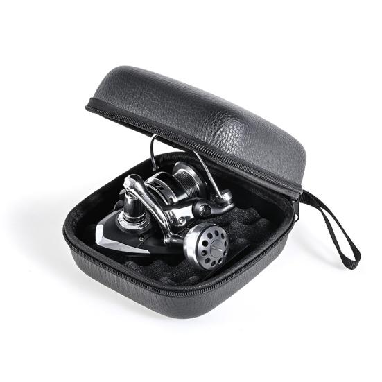 Fishing Reel Bag with Handle Zipper Closure Large Capacity No Partition Portable Protective Case EVA Leather Baitcasting/Spinning/Raft Reel Bite