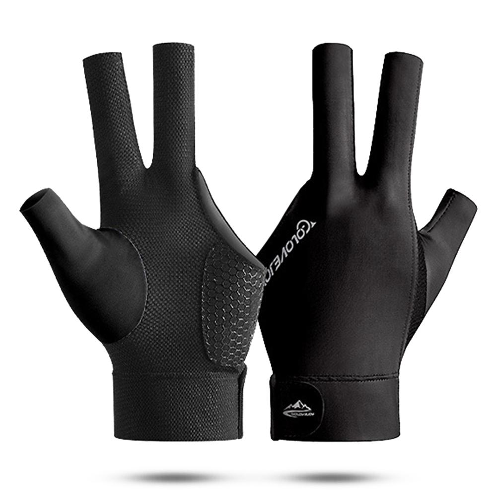 Open Finger Billiard Gloves Antiskid Polyester Snooker Billiards Gloves Adjustable Sticker Smooth Soft Portable Amateur Training