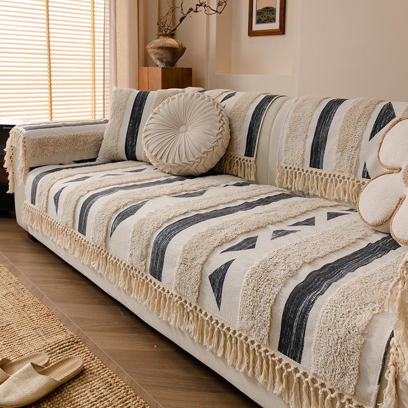 

Simple Geometric Fringed Lace Four-Season Sofa Cushion, Living Room Cover All-Inclusive Universal Cover New Sofa Cushion 70*70cm