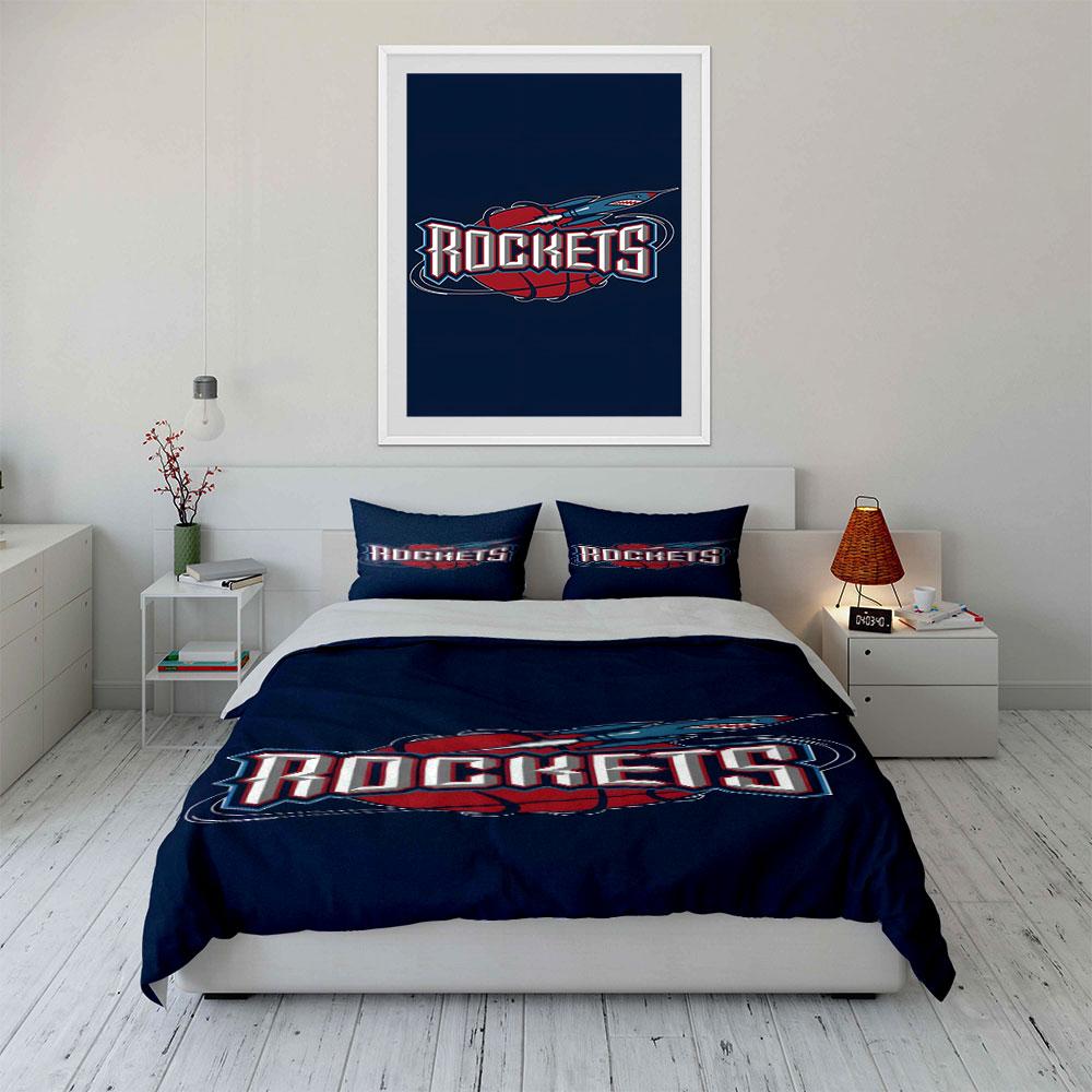 "Rockets text, basketball graphic." Bedding sets Duvet cover sets Duvet covers Pillowcases(1 * Duvet Cover 2 * Pillowcases without duvet insert)