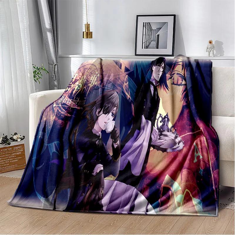 שמיכת קריקטורה אנימה תלת מימדית בלאק באטלר, שמיכת פליז רכה לבית, לחדר שינה, למיטה, לספה, לפיקניק, לנסיעות, למשרד, לכיסוי מנוחה, שמיכת ילדים