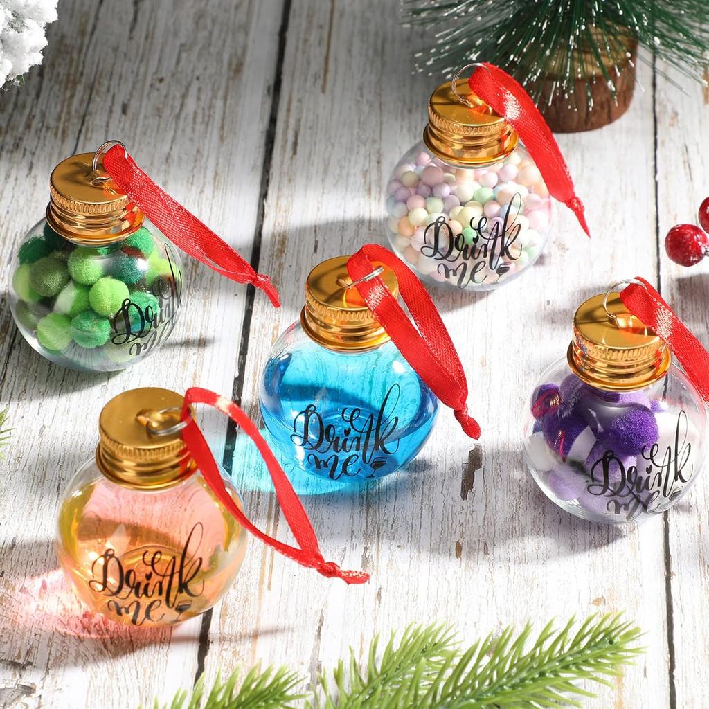eBoot 24 Pcs Booze Balls Ornament Fillable Drink Me Ornaments for Christmas Tree