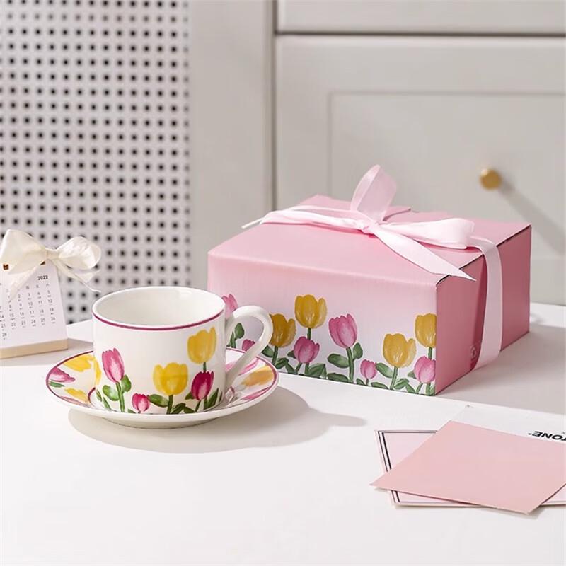 Tulip Ceramic Coffee Cup & Saucer Gift Set