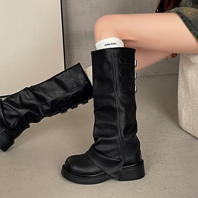 Evropské a americké spice girls silně podrážkové pouliční všestranné zvrásnělé dámské podzimní a zimní módní retro designový smysl cestovní styl móda bo