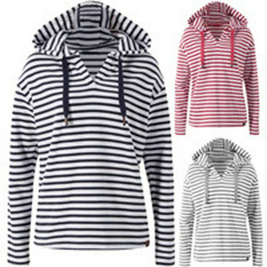 Multicolor Stripe Patchwork Long Sleeve Round Neck T-Shirt