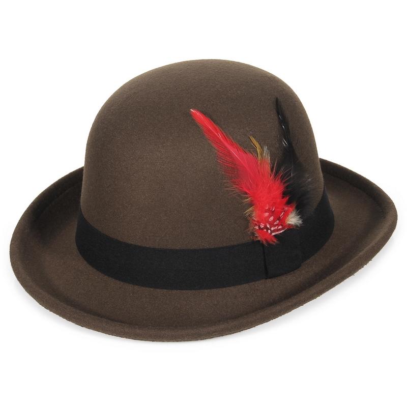 Eleganter Damen Cloche Hut Herbst Winter Vintage Damen Weicher Party Kirchenhut Eimerhut mit Feder