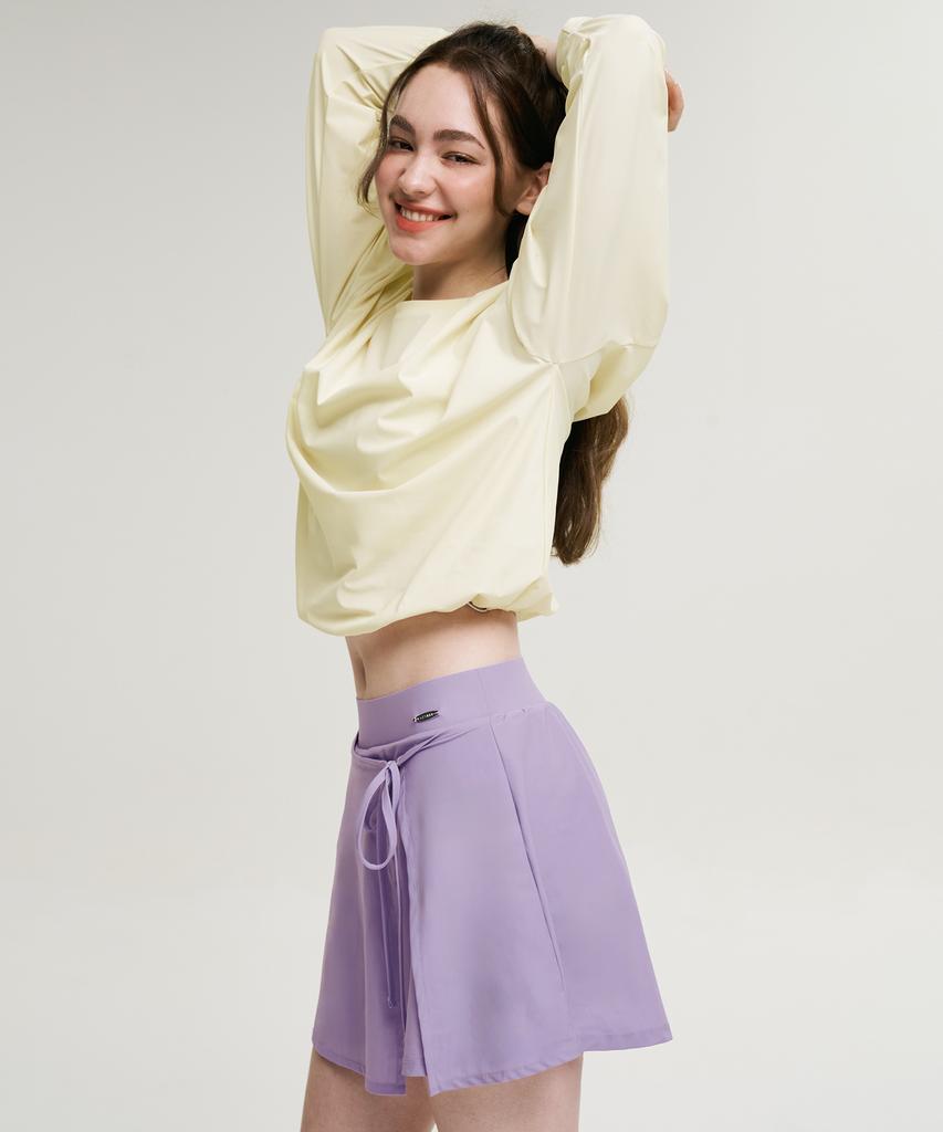 Leijibi [Set] Air Pastel String Women'S Long Sleeve Rash Guard + Wrap Skirt Set (4 Colors)