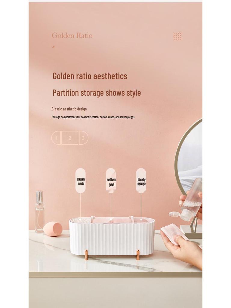 Transparent Dustproof Cosmetic Organizer: Cotton Swab, Makeup Remover, Sponge, Lipstick Storage Box with Lid.