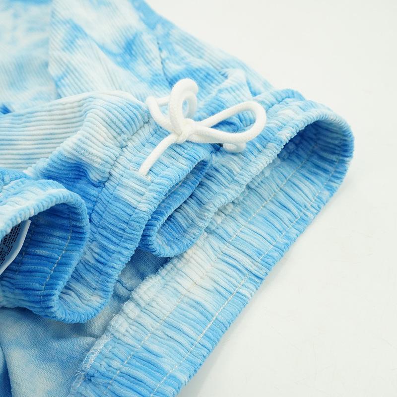 

Retro Tie-Dye Sports Sweat-Absorbing Heavyweight Corduroy Shorts XS brick червоний колір