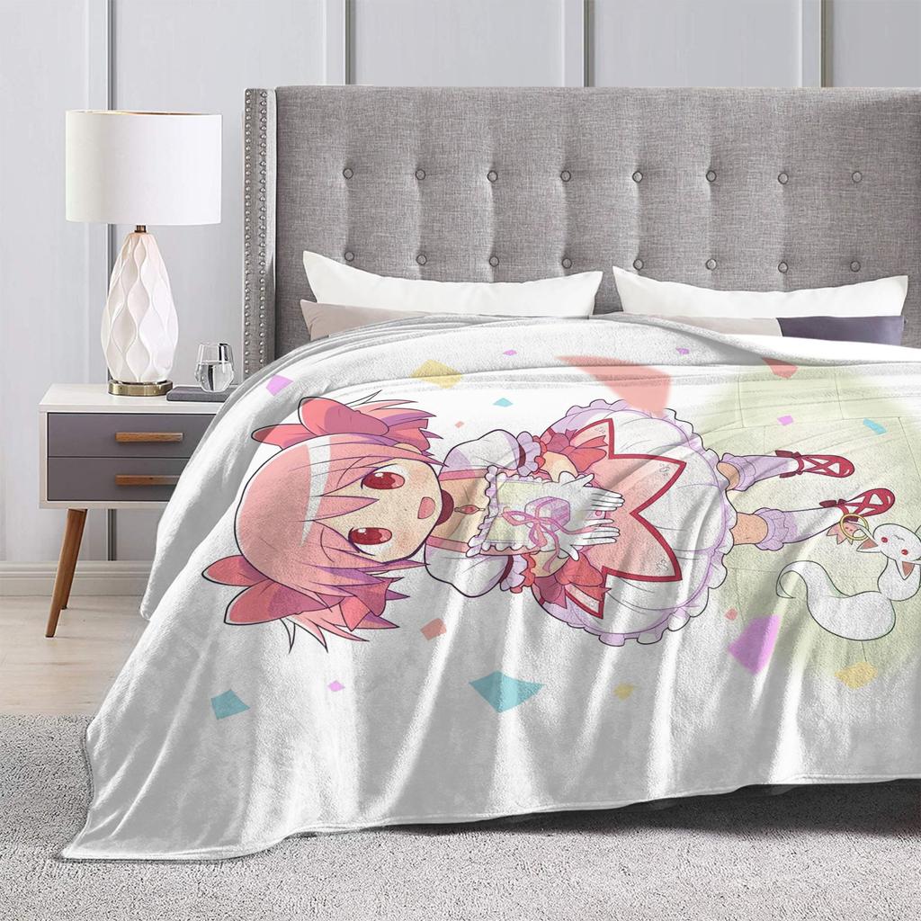Puella Magi Madoka Magica Blanket Coral Fleece Plush Air Conditioning Cute Anime Breathable Super Soft Throw Blanket Throws