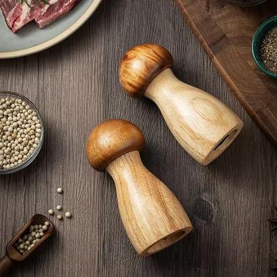 Multifunctional Grinder Mushroom Pepper Grinder Solid Wood Pepper Mill Sea Salt Black Pepper Grinding Bottle Set Kitchen Gadgets