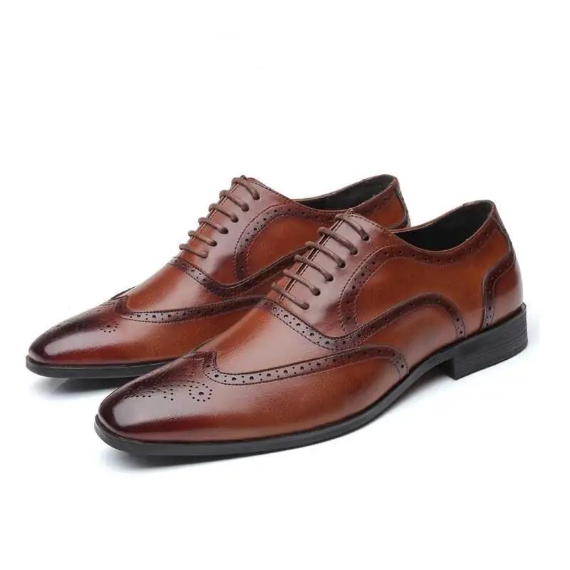 

Men Classic Retro Lace up Leather Dress Business Office Flats Wedding Party Oxfords Sizes 38 48 for Adult Men 41