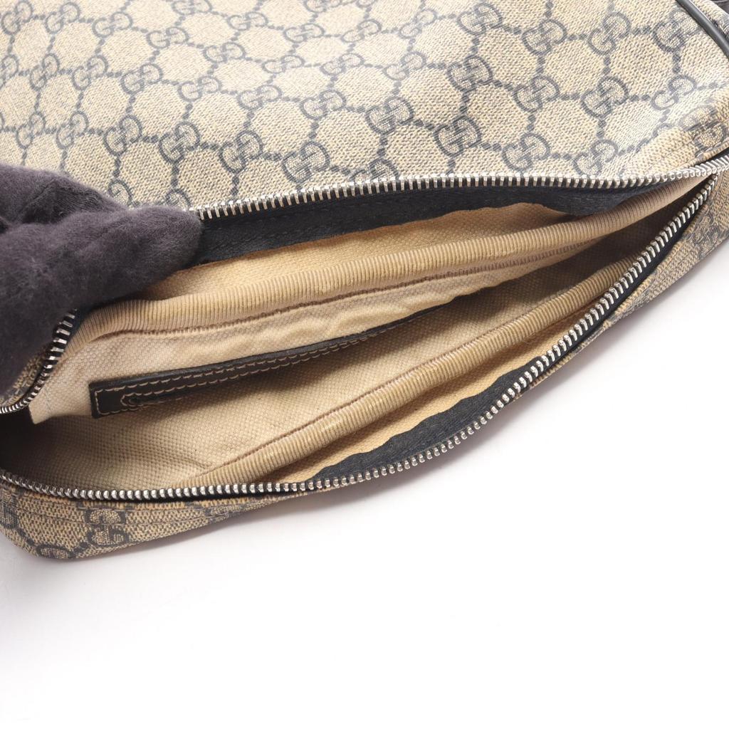 Used GUCCI GG Supreme Shoulder Bag 201448 PVC coated canvas leather Beige Navy Used Women
