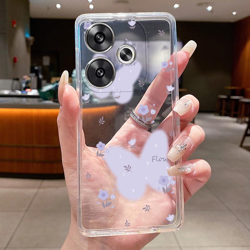For Xiaomi Poco F6 5G Case Clear Luxury Fashion Butterfly Flower Soft Silicone TPU Casing For Redmi Turbo 3 PocoF6 5G Phone Case
