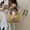 Simple Solid Color Gold Buckle Decoration Women Casual Shoulder Bag For Daily