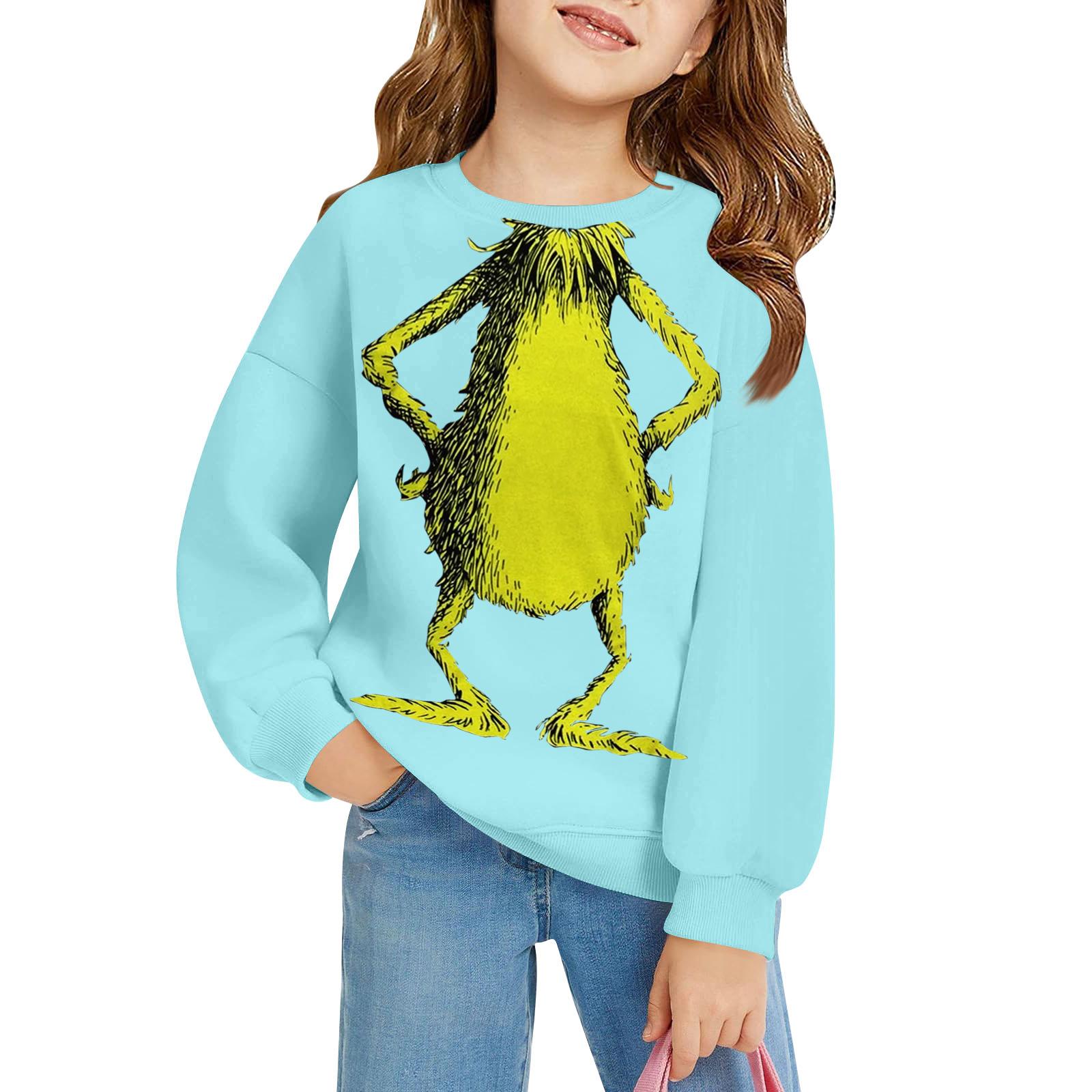 

Детский пуловер свободного кроя с длинным рукавом, с принтом букв и круглым вырезом 110