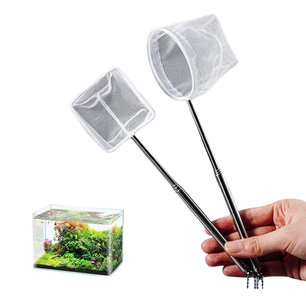 Adjustable Telescopic Fish Net For Aquarium Cleaning With Stainless Steel Handle And Fine Nylon Mesh for Tanks Cleaning