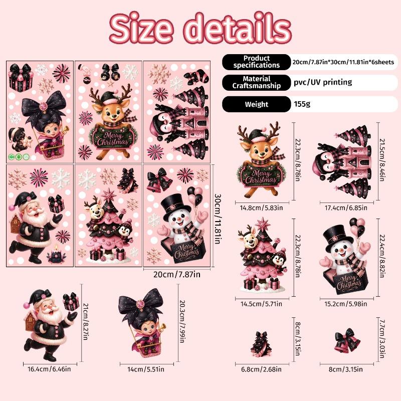 Watercolor Christmas Stickers, Santa Claus, Snowman Window Decals, Garland, Christmas Tree, Elk Stickers