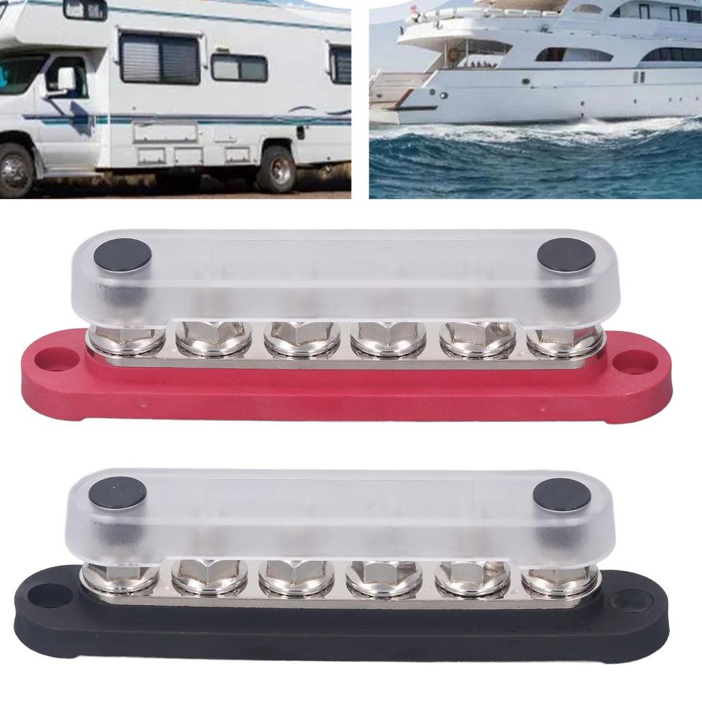 2Pcs Bus Bar 300VAC 48VDC 150A Marine Power Verteilung Block Terminal M6 mit Abdeckung für Automotive
