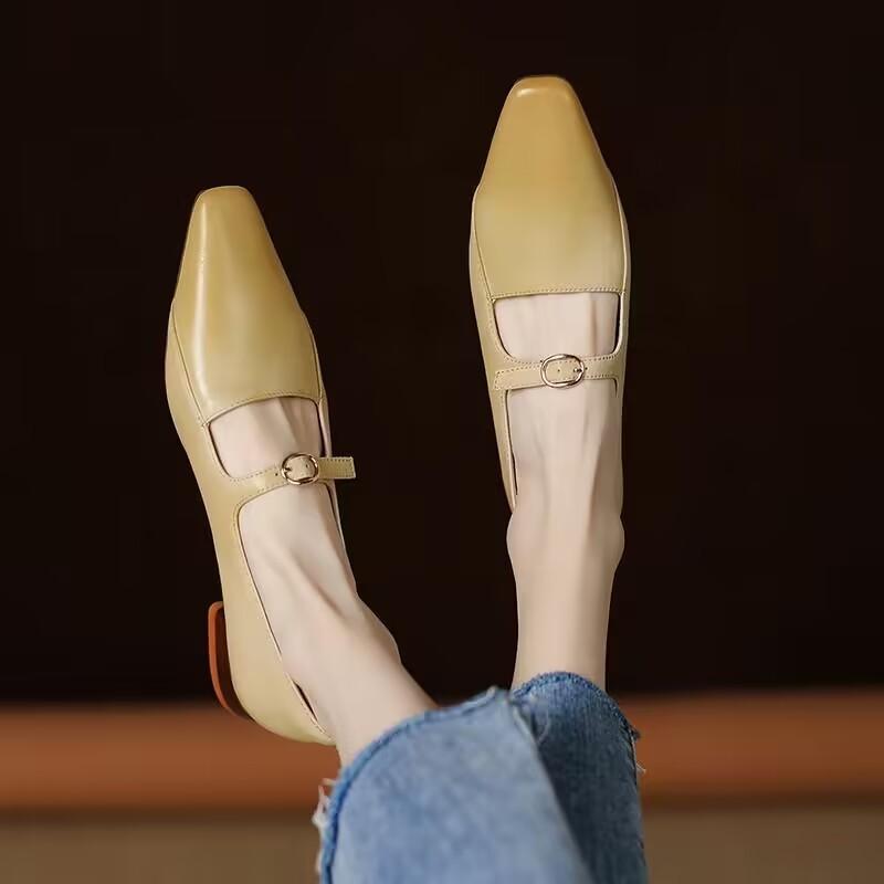 Fashion The New Small Square Toe Flat One-button Single Shoes From French Marie Jean for Summer 2025