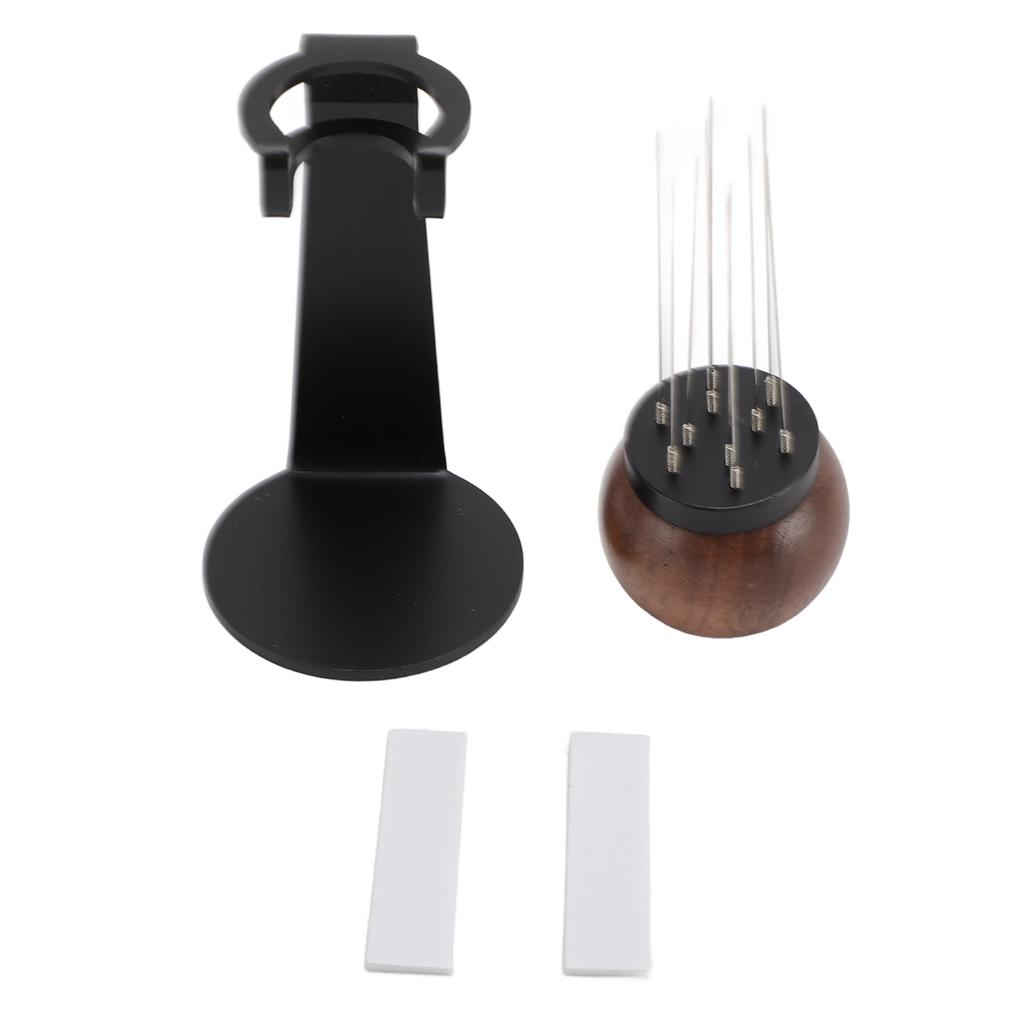 Needle Type Coffee Stirrer with Stand Stainless Steel Needle Walnut Handle Professional Needle Type Coffee Distributor