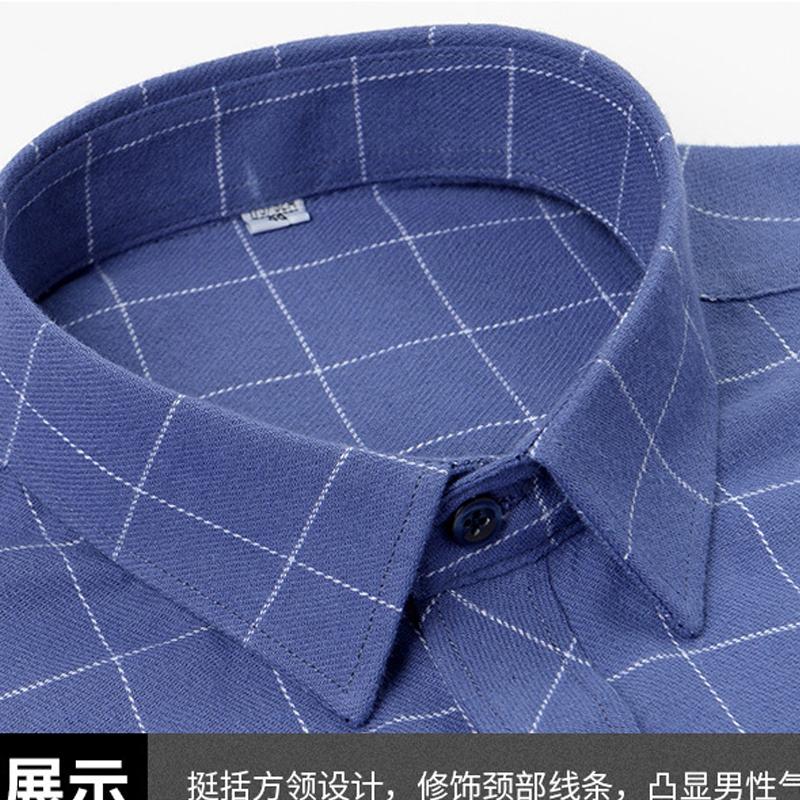 6XL Herbst/Winter Groß Herren 100% Baumwolle Karriert Gebürstet Langarmhemd Knitterarm Beständig Business Casual Bügelfrei Dick